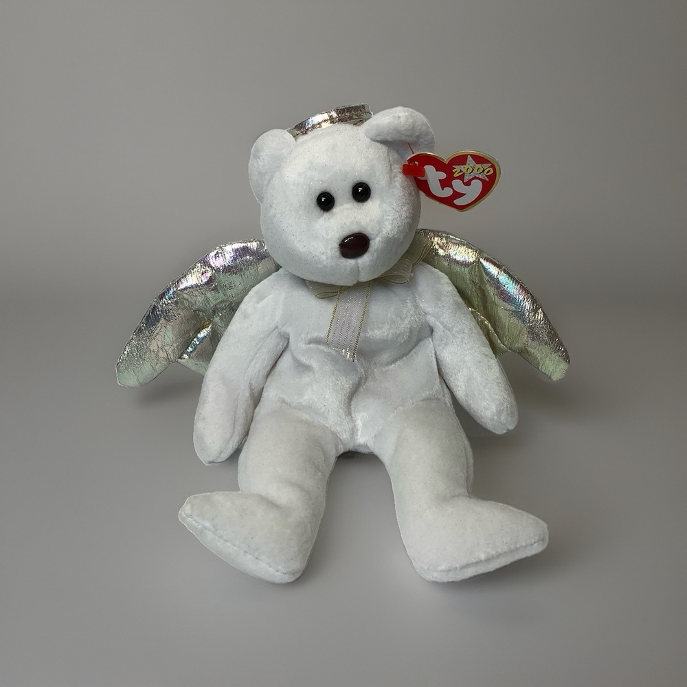 NEW Ty Beanie Halo II Bear 2000‎ Retired with Brown Nose Cute !